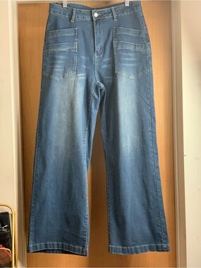 Unknown Brand Classic Wide-Leg High-Rise Jeans - Blue Size-X-large Skater Wide
